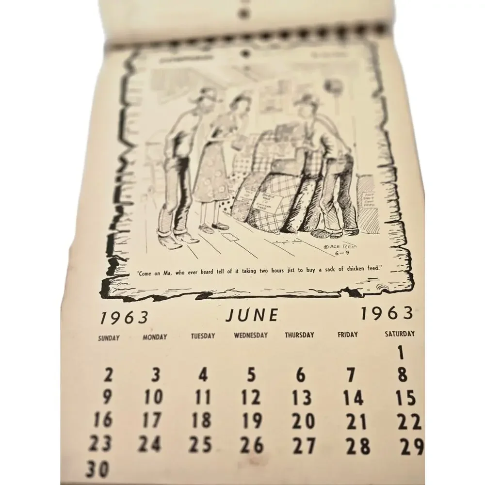 Vintage 1963 Cowboy Calendar Ace Reid Western Ranch Humor Calendar Rustic Decor